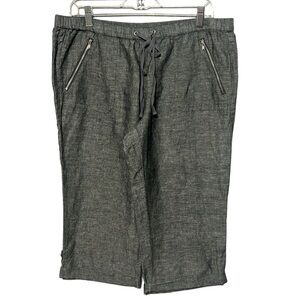 New York & Company Linen Blend Cropped Pants Relaxed-Fit Pull-On Capris Medium